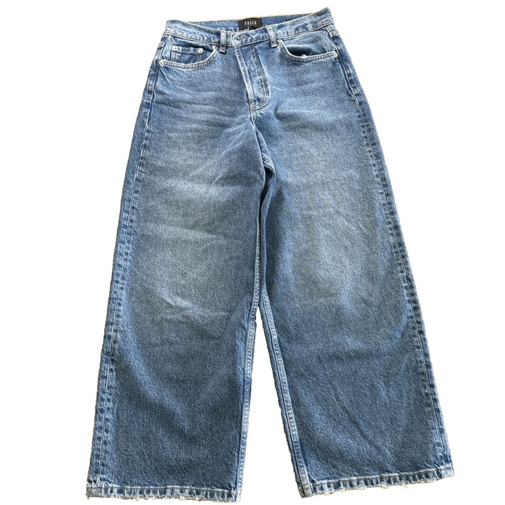 Rails The Getty Crop High Rise Wide-Leg Ankle Jeans Size 29 Blue Denim